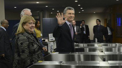 Macri, junto a la canciller Susana Malcorra, en la asamblea de la ONU.