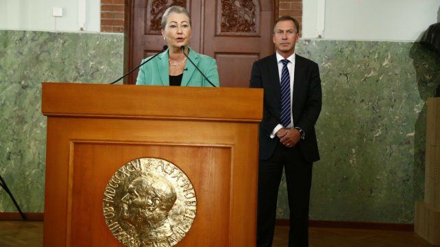Kaci Kullmann Five, integrante del Comité del Premio Nobel, durante el anuncio que se realizó esta mañana en Oslo.