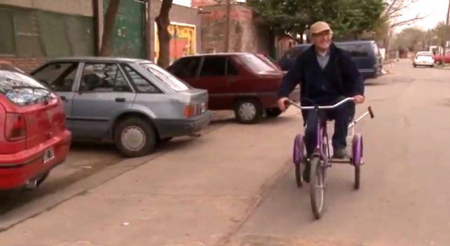 Montaldo y su bicicleta.