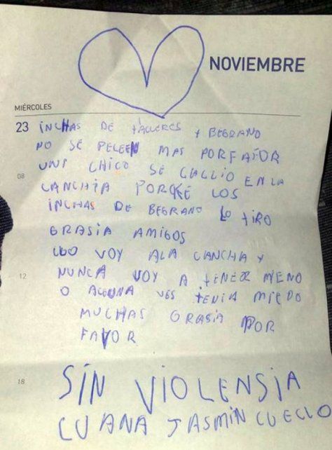 La carta de Luana Cuello pidiendo el cese de la violencia se viralizó.
