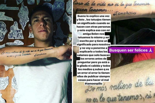 <b>"Si no". </b> Brian Sarmiento se manifestó en las redes sobre su tatuaje, que generó críticas y burlas.